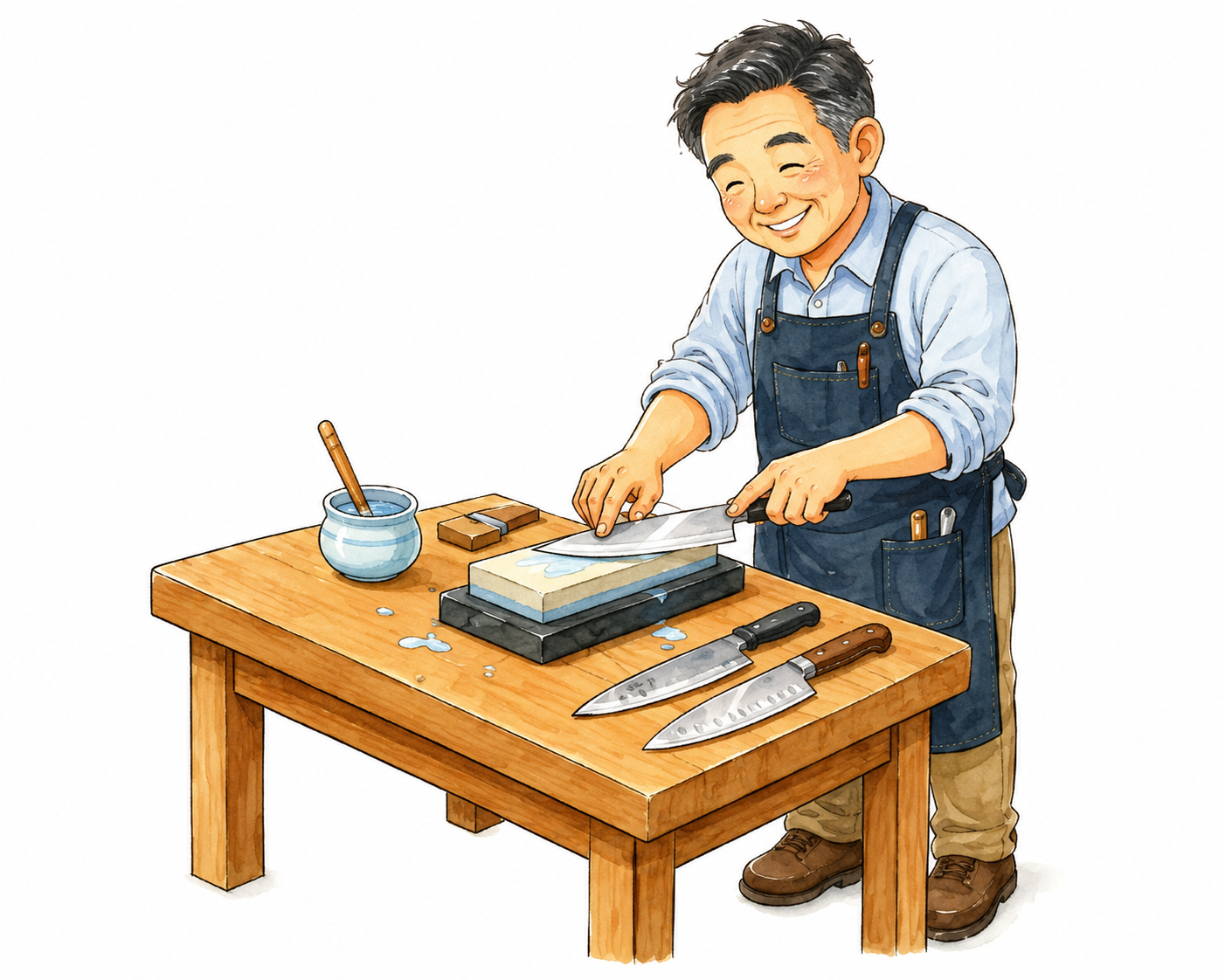 包丁研ぎ体験の様子